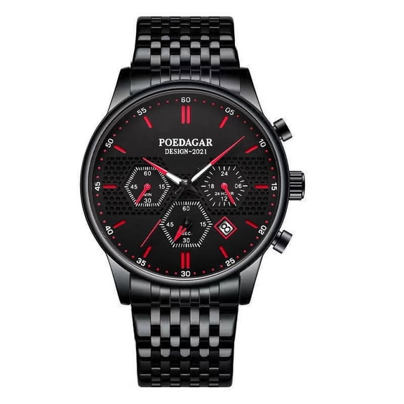 Swiss Brand POEDAGAR Men Watch Sport Chronograph Waterproof Luminous Date Wristwatch Fashion Ultra Thin Mesh Belt Men's Watches