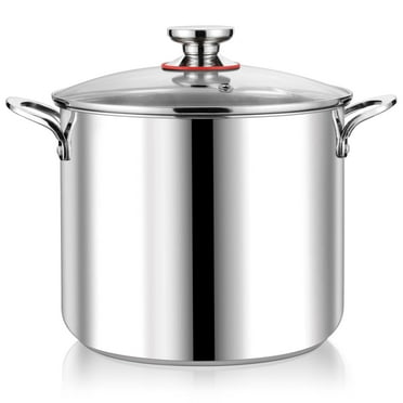 Coliware 12QT Stainless Steel Stock Pot with Glass Lid, 18/10 Food-Grade Material, 3-Ply Bottom, Induction Compatible, Dishwasher Safe