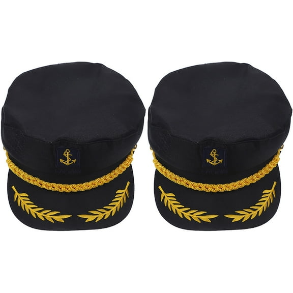 HOMEMAXS 2 Pcs Captain Hats for Men Captain Hat Festival Women's 9X20X26CM Black