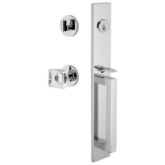 Viaggio Qadcloqdc_Eset_238_Dg Quadrato Full Plate Keyed Entry "D" Grip Handleset - Chrome