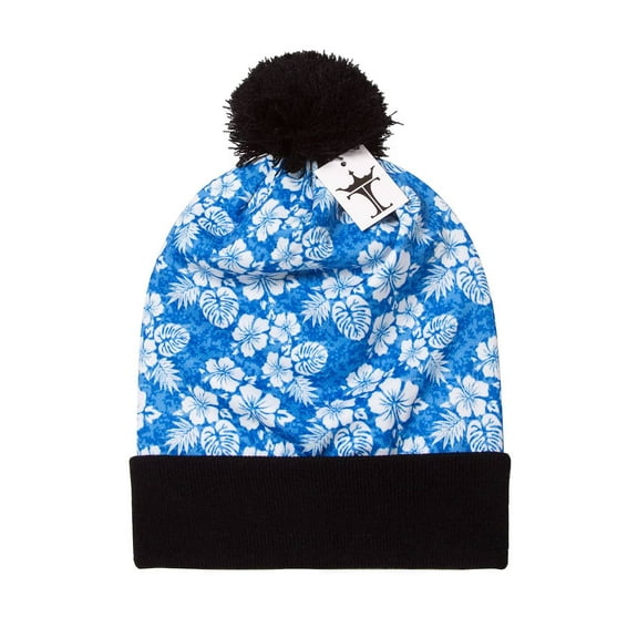 Top Headwear Sublimation Cuffed Beanie - Flower - Long - Royal