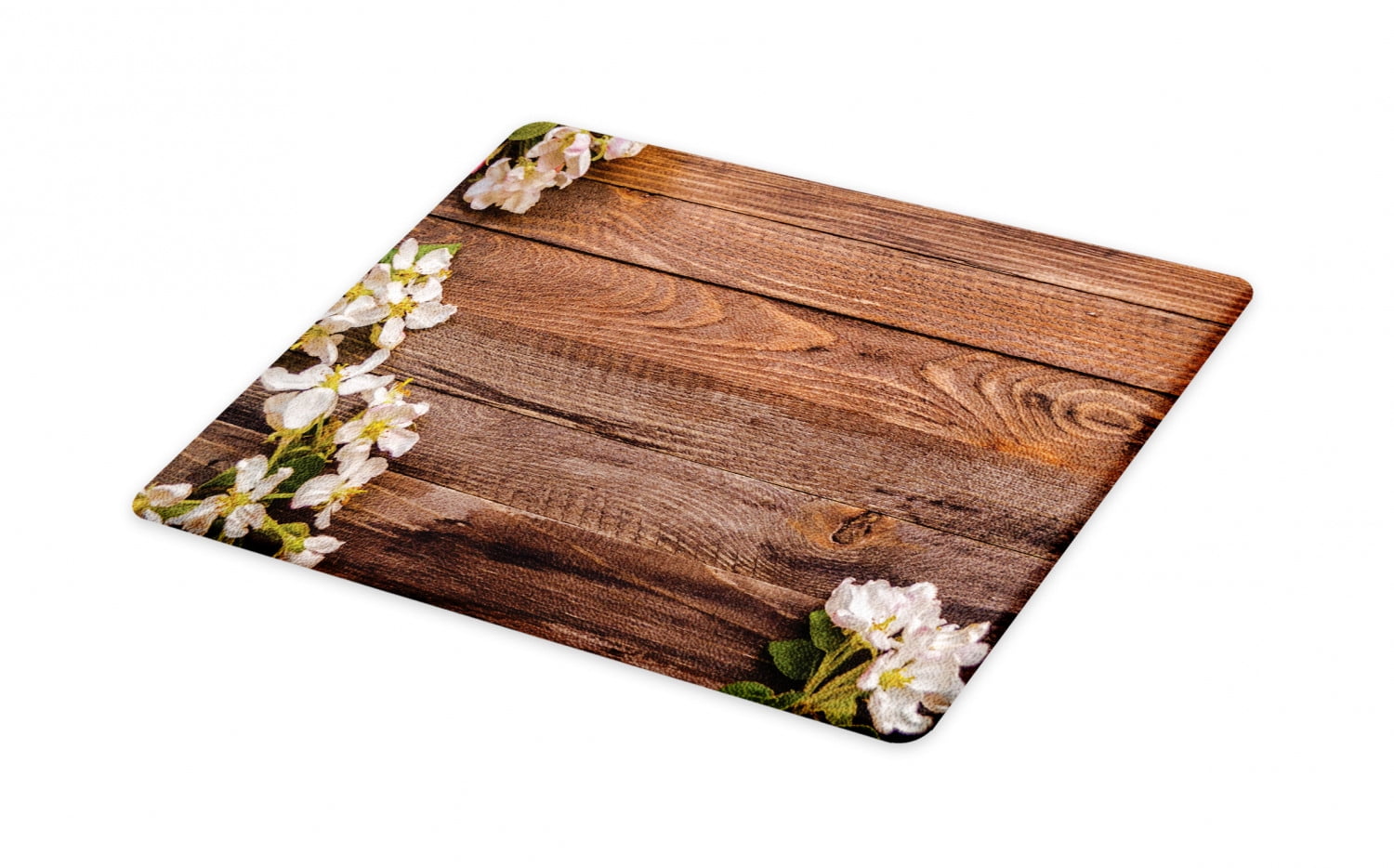 Rustic Wood Cutting Board, White Blossom Arrangement on Vintage Style