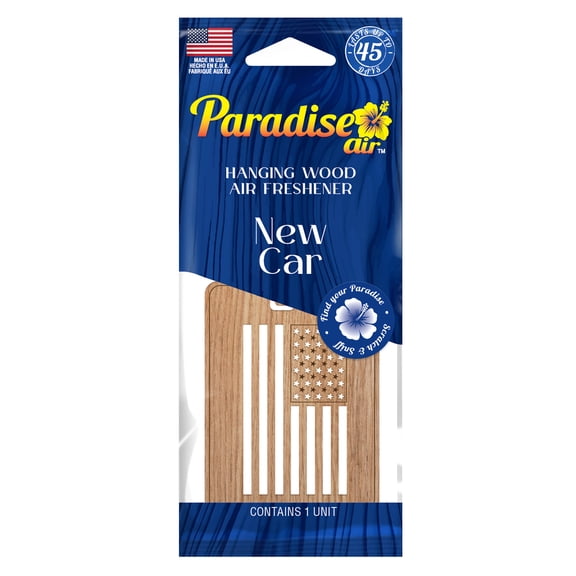 Paradise Air Hanging Wood Air Freshener, Laser Cut Design, 1 Unit, New Car