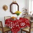 thumbnail image 3 of Red Snowflake Christmas Table Cloth Waterproof Tablecloths, Xmas Snowflake Red Tablecloth Dining Table Cover for Kitchen Party Tabletop Outdoor, Square Tablecloth 60x60 Inch, 3 of 9