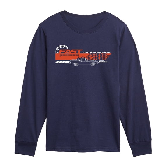 Fast & Furious - I Don't Work For Anyone - Youth Boys Long Sleeve Graphic T-Shirt