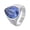 Blue, variant on Men's Pear Teardrop Gemstone Signet Ring Stainless Steel Vintage Gothic Cracked Tortoise Antique Biker Statement Band