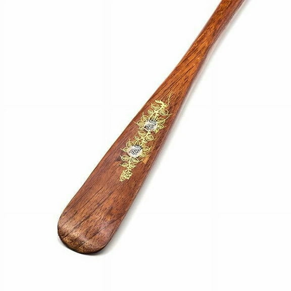 Extra Long Handle Shoe Horn AID Stick Hard Wood 21.5" Handled Wooden Shoehorn