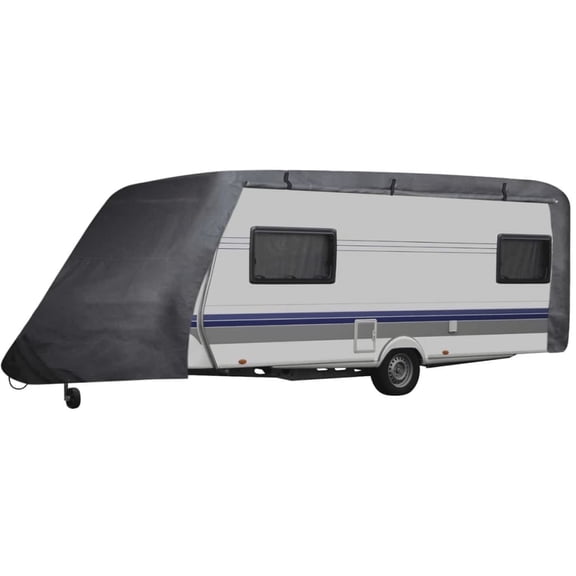vidaXL Gray, Spun-Bond 3-Layer Fabric, All-Weather Fabric RV Cover 1L x 90.6W x 1H