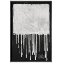IDEA4WALL Framed Canvas Wall Art Black & Grey Dripping Paint Illustrations Modern Art Nordic Duotone Abstract Print Contemporary Relax/Calm for Living Room, Bedroom, Office - Black 24"x36"
