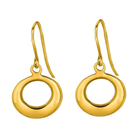 14K Yellow Gold Shiny Graduated Open Circle Drop Earrings by IcedTime