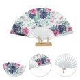 thumbnail image 3 of Unique Bargains 1 Pc Floral Folding Fan for Masquerade Blue Silk Fabric, 3 of 5