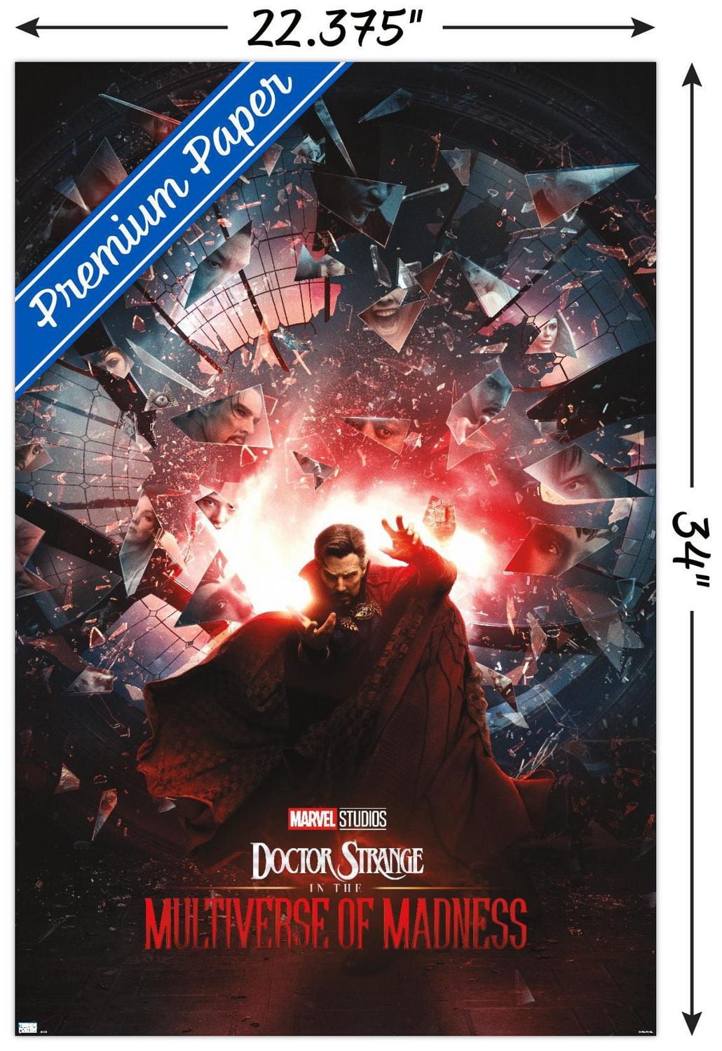 Marvel Doctor Strange in the Multiverse of Madness - Official One Sheet Wall Poster, 22.375" x 34" Framed