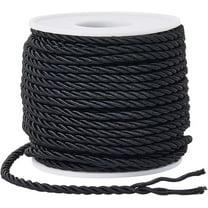 22 Yards 3mm Twisted Cord Decorative Rope Trim Black Polyester 3-Ply Silk Twine Twist Cording String Thread Graduation Honor Ropes