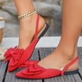 thumbnail image 3 of Rokment Bow Dress Slingback Sandals for Women Bride Wedding Fashionable Bowknot Closed Pointed Toe Low Heels Dressy Shoes Red Size 7, 3 of 7