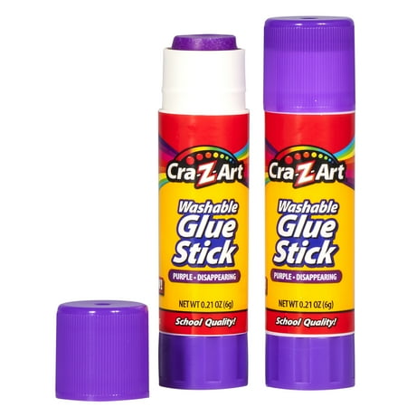 Cra-Z-Art Washable Glue Sticks, Disappearing Purple, 2 Count, 1.5oz