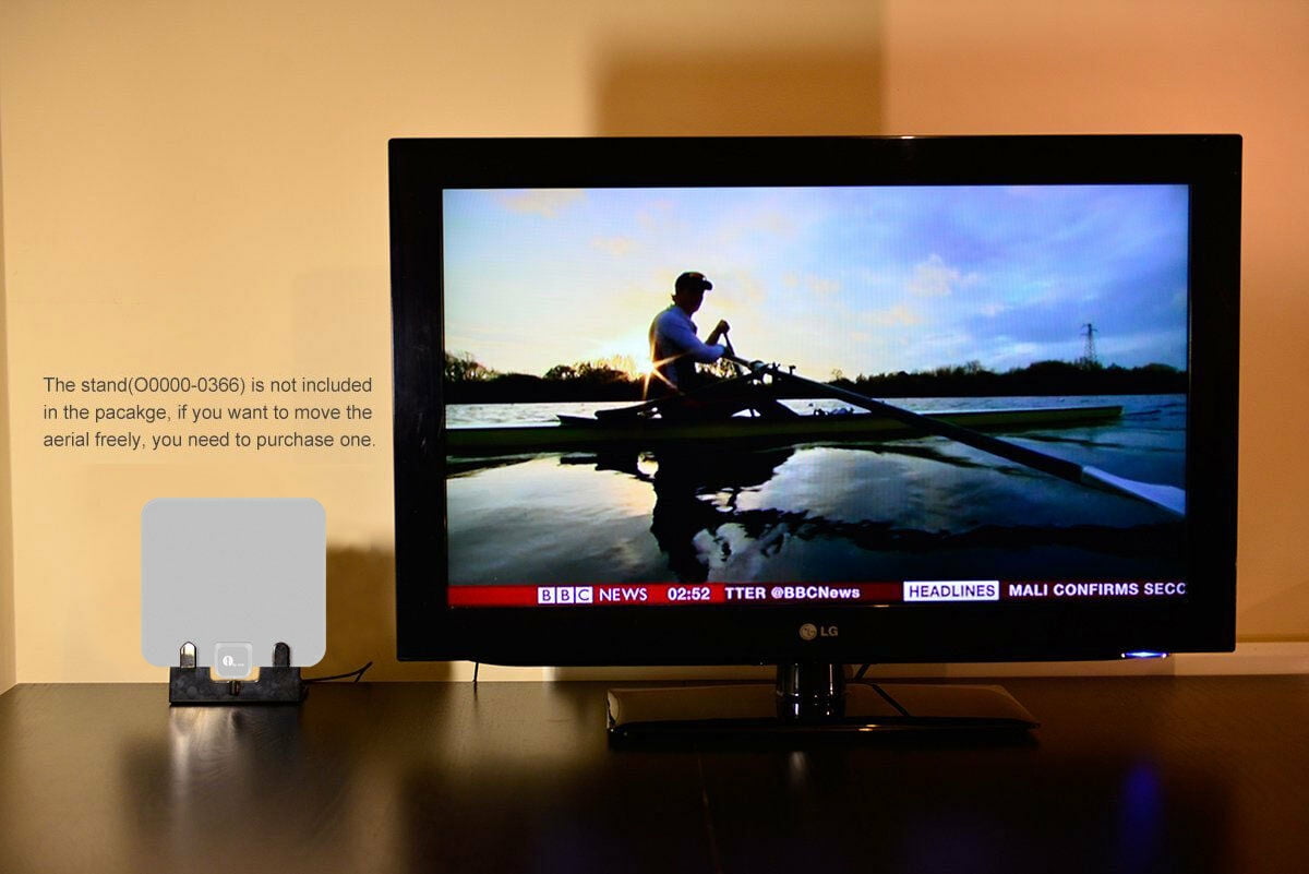 1byone Indoor Ultra Thin Flat TV Antenna Amplified FM//VHF//UHF HDTV 35 Miles Coax