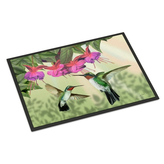 Carolines Treasures PTW2051MAT Fuchsia and Hummingbirds Door Mat Indoor Rug or Outdoor Welcome Mat 18x27 Doormat  27"L x