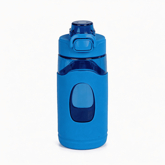 Mainstays Kids 16 oz Blue Tritan Silicone-Grip Water Bottle with Flip-Top Chug Lid