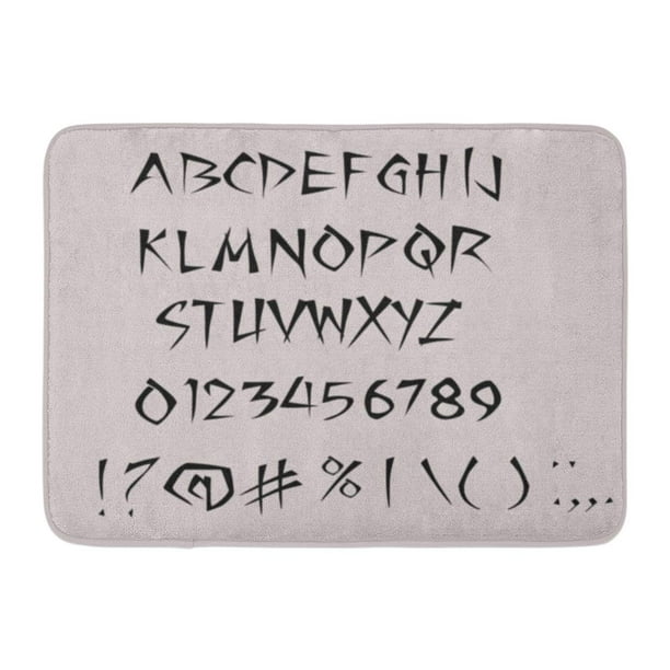 YUSDECOR Livres Noir ABC Ninja Écriture Manuscrite Alphabet Calligraphie Tapis de Porte Tapis de Bain 23.6x15.7 Pouces