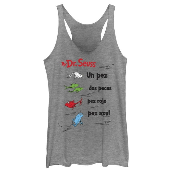Women's Dr. Seuss One Fish Two Fish Red Fish Blue Fish Spanish Racerback Tank Top