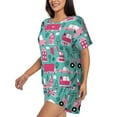 thumbnail image 2 of "Wukai Excavator Women's Pajama Set - Short-Sleeve Top and Shorts with Elastic Waistband and Pockets for Loungewear, Yoga, and Casual Wear-Large, 2 of 8