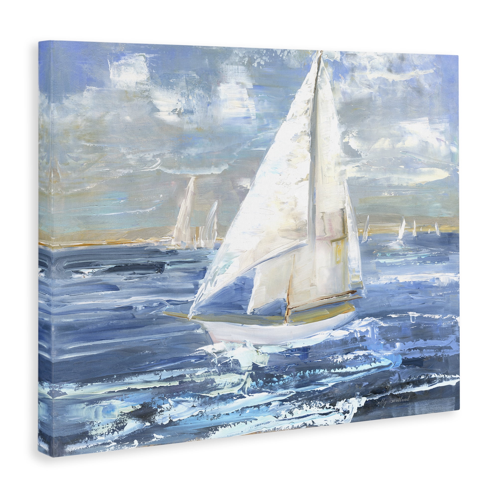 Stupell Industries Sailing Choppy Waves Nautical & Beach Painting Wrapped Canvas Art Print Wall Art, 40 x 30