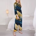 thumbnail image 3 of Lsque Moonlit Golden Tree Peacock Pattern Long Sleeve Pajama Set for Women - Soft 2-Piece Sleepwear and Loungewear Set with Pockets, Comfy Nightwear-Large, 3 of 7