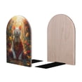 thumbnail image 2 of Susaid Sunshine Flower Meditating Cat Print Wooden Bookends Decorative Book Ends for Shelves Heavy Books Holder Organizer Non-Slip Desk Book End for Kids Room Office School 1 Pairs, 2 of 8