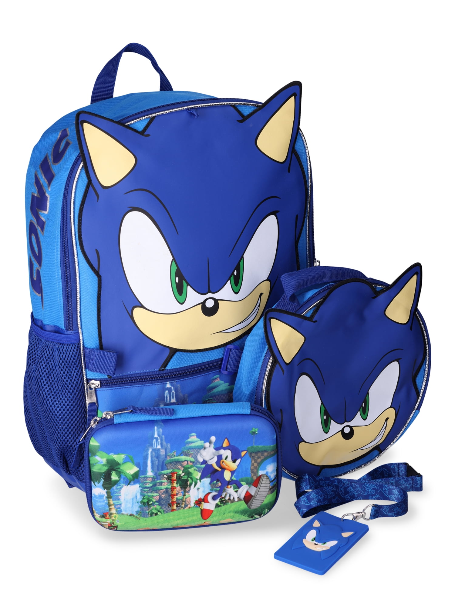 SEGA Sonic The Hedgehog Kids Back to School Backpack Set, 4Piece