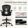 thumbnail image 5 of Winrise Drafting Chair, Tall Office Chair Ergonomic Standing Desk Chair, Lumbar Support Computer Chair Swivel Task Rolling Chair with Adjustable Flip-up Armrests & Foot Ring (Black), 5 of 13