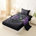 thumbnail image 2 of Feelyou Romantic Gothic Dragon Twin Sheet Sets for Boys, Purple Rose Floral Animal Bedding, Dark Plum, 3pcs, 2 of 5