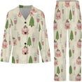 thumbnail image 4 of Top-kevin Champagne Glasses Snowflakes Pine Women's Long-Sleeve Shirt And Full-Length Bottom Pajama Set, 4 of 12