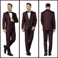thumbnail image 5 of Antonio Uomo Men’s Suit Set – Slim Fit 2 Piece Tuxedo Blazer Solid One Button Jacket Pants Formal Business Wedding Party Prom Elegant Dress Suits Maroon 36, 5 of 6