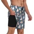 thumbnail image 2 of Kdxio Cute Rabbit Print Men's Swim Trunks with Compression Liner 7 Inch Inseam Quick Dry Swim Shorts, 2 of 7