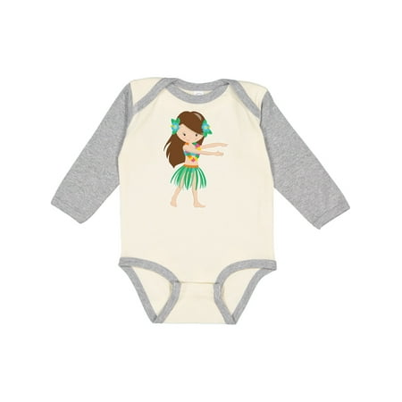 

Inktastic Brown Haired Hula Girl Gift Baby Girl Long Sleeve Bodysuit