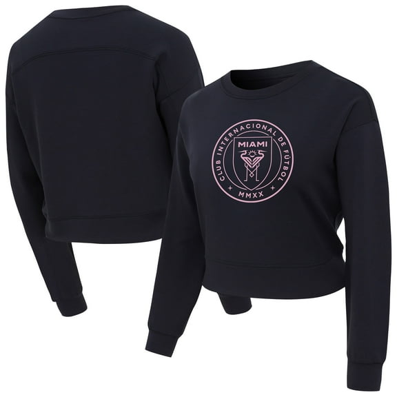 Women's Concepts Sport Black Inter Miami CF Tri-Blend Darby Knit Long Sleeve Crop Top