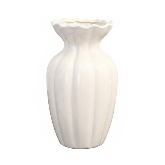 amagogo Ceramic Vase Cream Vase Flower Vase Glazed Ceramic Finish for Dried or Fresh Blooms Modern Neutral Home Decor