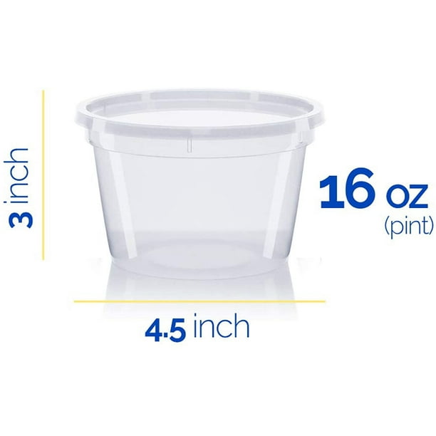 Deli Food Storage Containers with Lids - 16 oz. Leak Proof Clear