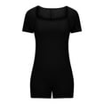thumbnail image 5 of Nrmvnmi Summer Saving 2024 Women's Square Neck One Piece Jumpsuit Sleeveless Short Bodycon Rompers Back Knotted Yoga Workout Bodysuit, 5 of 5