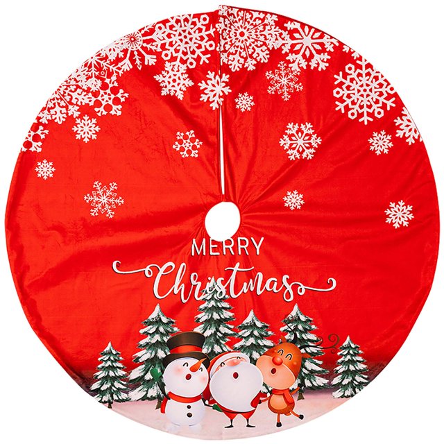 Falda de árbol de Navidad de tela inferior de 45 pulgadas, falda de árbol de Navidad 2023, Papá Noel, muñeco de nieve, falda de árbol de Navidad roja, decoración de árbol de Navidad