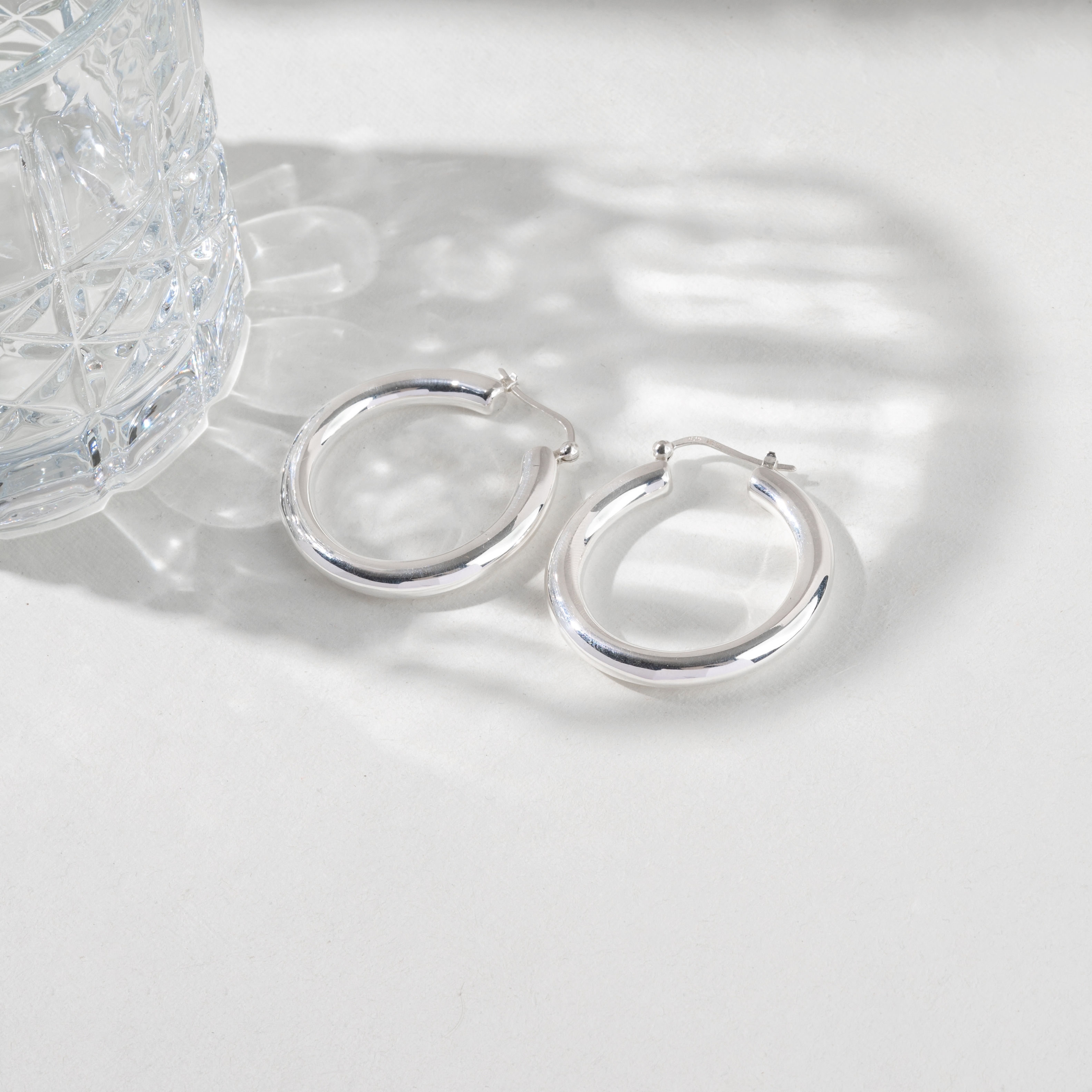 Sterling Silver Hoop Earrings for Women | 1.5 Inch