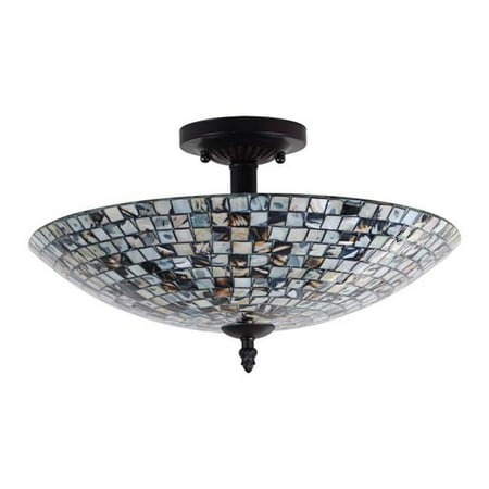 

CHLOE Lighting CROWN Mosaic-Style 2 Light Semi-Flush Ceiling Fixture 16 Wide