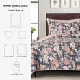 thumbnail image 3 of Mainstays Ensemble courtepointe et drap-housse légers tout-en-un - 5pièces, 1 PL/XL, Floral Gris, 3 of 14