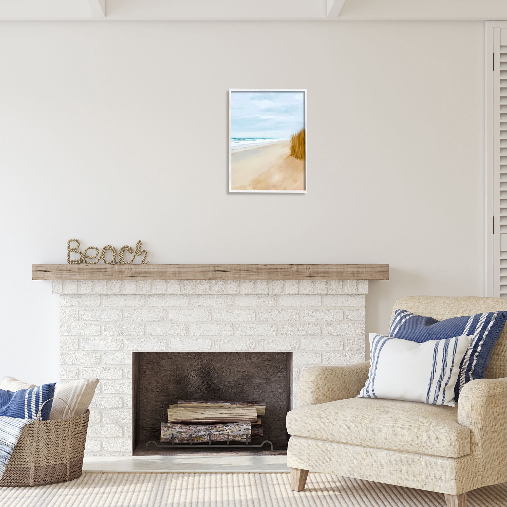 Stupell Industries Wilmington Sand Dunes Nature Painting White Framed Art Print Wall Art, 16 x 20