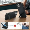 thumbnail image 4 of Case for iPhone 16 Pro for Men Women, Compatible with Magsafe, Stylish Ultra Slim Anti-Slip PU Leather Drop Protective Luxury Lightweight Bracket Phone Cover for iPhone 16 Pro, Black, 4 of 8
