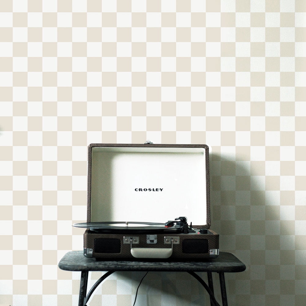 Tempaper Checkmate Beige Peel and Stick Wallpaper, 20.5" x 16.5'