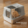 thumbnail image 6 of EIODEAR Enclosed Stainless Steel Cat Litter Box - Non-Stick Metal Pet Toilet with Top Exit & Odor Control, Anti-Tracking Covered Cat Pan, 19.7" L, 6 of 8