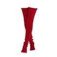 thumbnail image 6 of Chuancc Women's Thigh High Socks Over the Knee Cable Knit Boot Socks, Long Warm Fashion Leg Warmers Winter Red A, 6 of 6