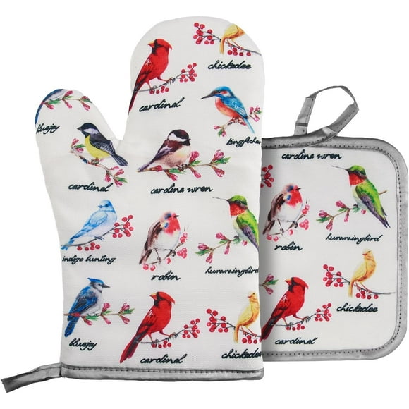 czcpp-Kitchen Oven Mitts and Pot Holders Sets,The Pioneer Woman Flower Bird Oven Gloves and Potholders,Heat-Resistant Oven Gloves and Hot Pads,Pioneer Woman Kitchen Accessories,Gifts for Women