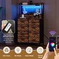 thumbnail image 3 of Commode Intelligente avec 11 Tiroirs en Tissu - Station de Recharge Intégrée (Sans Fil/USB), Éclairage DEL RVB Contrôlé par Application - Armoire de Rangement Industrielle Haute, Conception Anti-Basculement pour Chambre, Salon, Garde-Robe, 3 of 8
